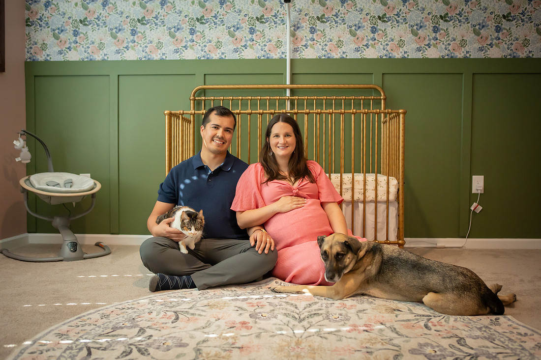 Cute Maternity Session with Pets in Nursery | Asheville Family Photographer