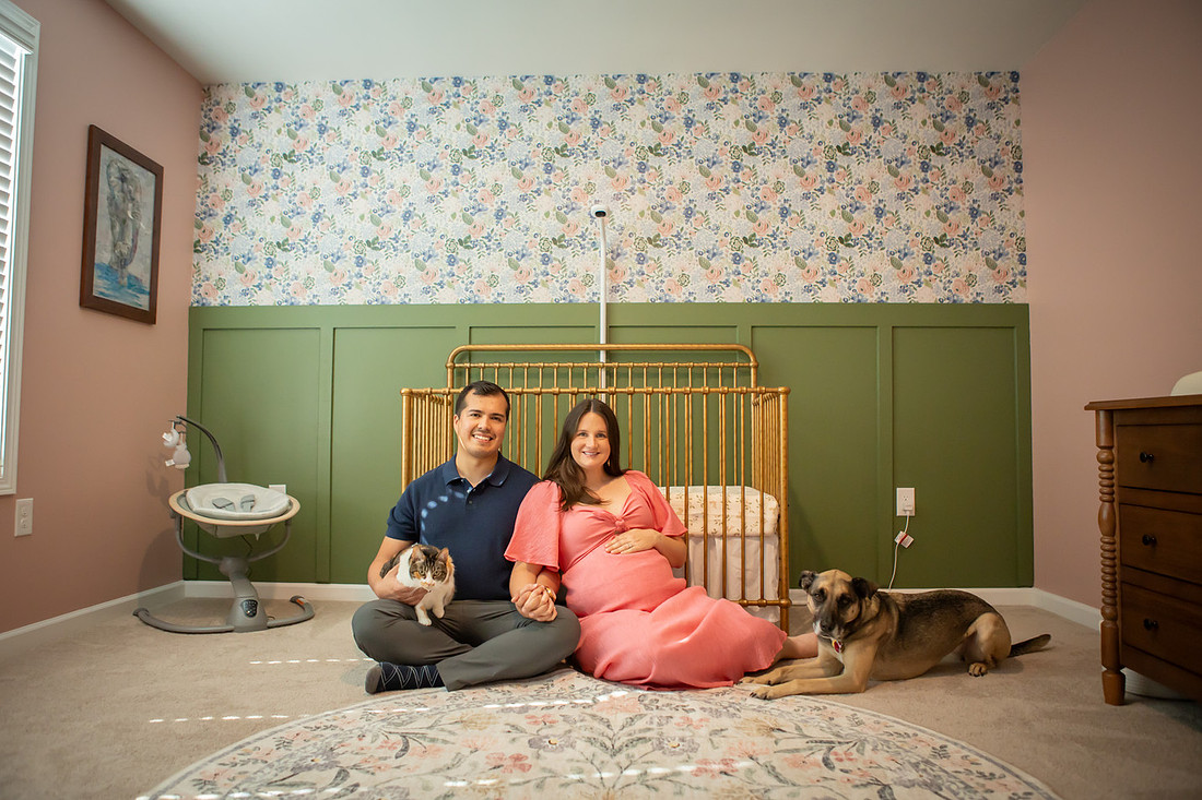 Cute Maternity Session with Pets in Nursery | Asheville Family Photographer