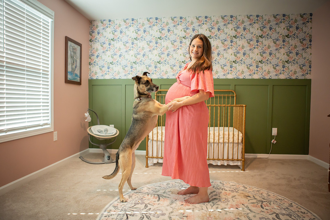 Cute Maternity Session with Pets in Nursery | Asheville Family Photographer