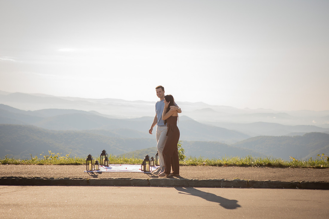 Surprise Proposal on the Blue Ridge Parkway at an Overlook | Asheville Engagement Photographer