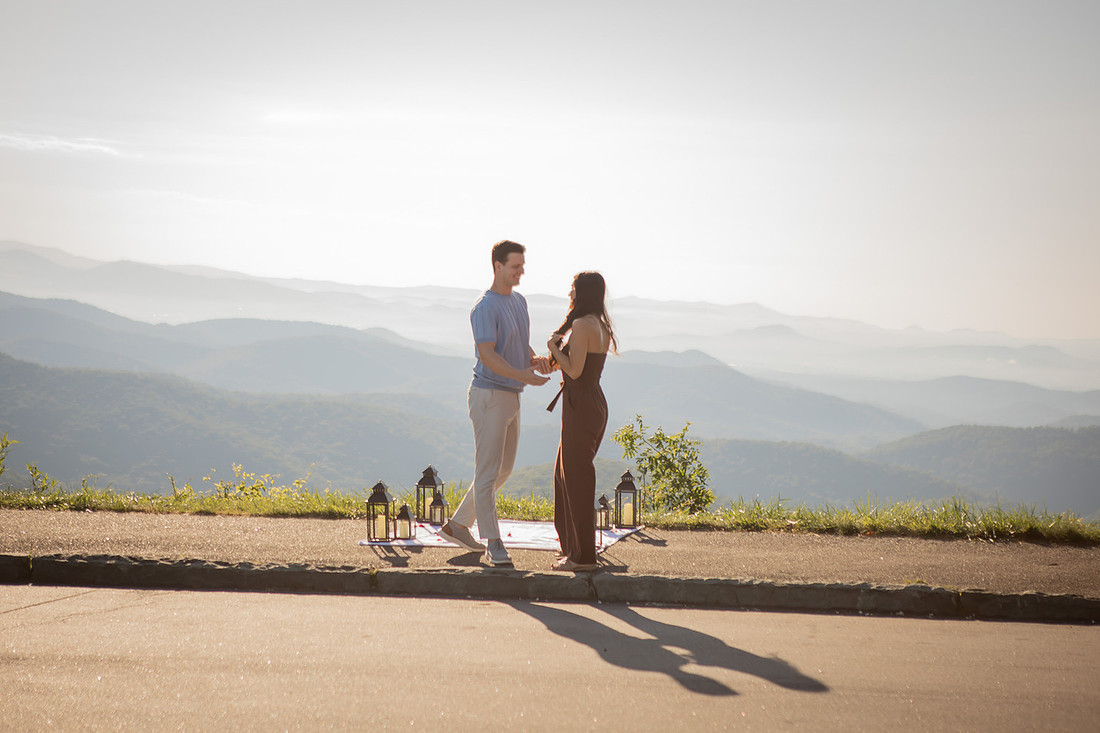 Surprise Proposal on the Blue Ridge Parkway at an Overlook | Asheville Engagement Photographer