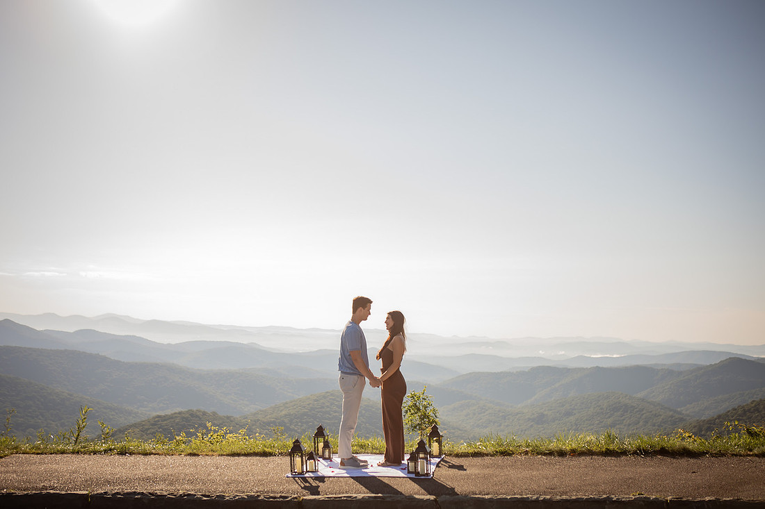 Surprise Proposal on the Blue Ridge Parkway at an Overlook | Asheville Engagement Photographer