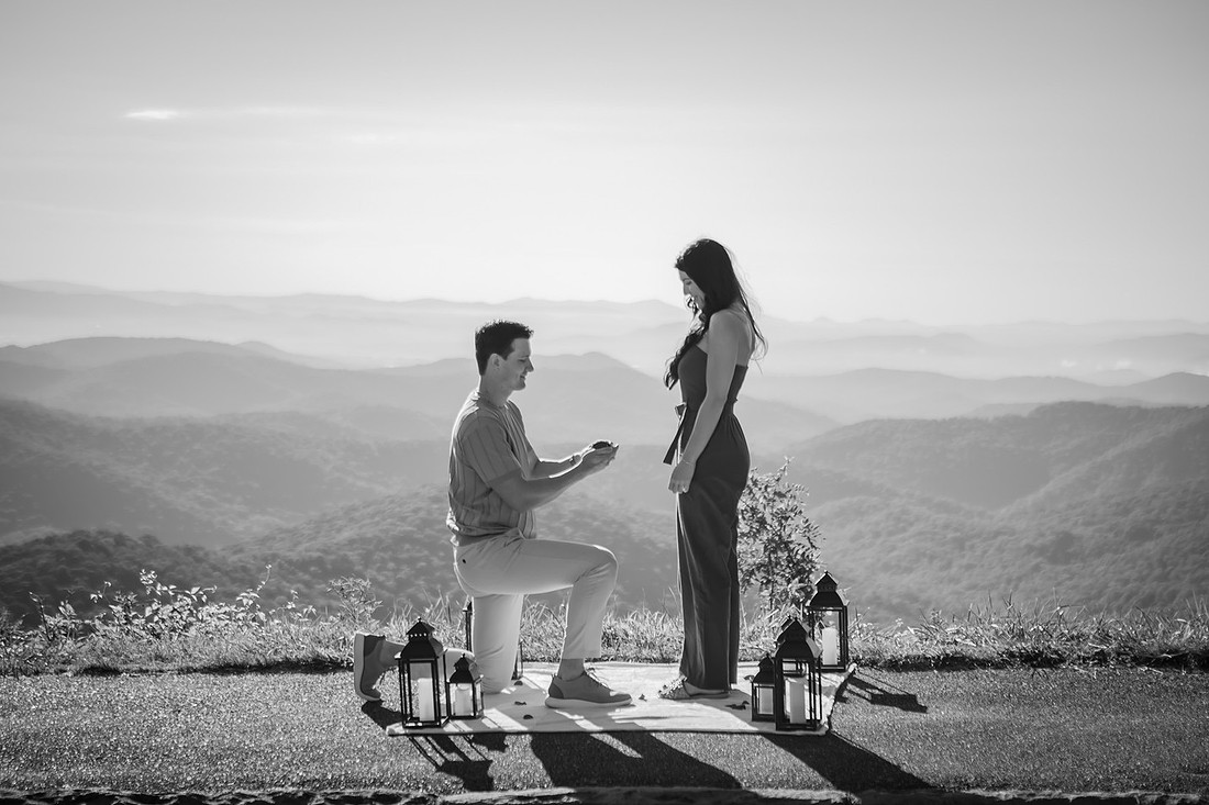 Surprise Proposal on the Blue Ridge Parkway at an Overlook | Asheville Engagement Photographer