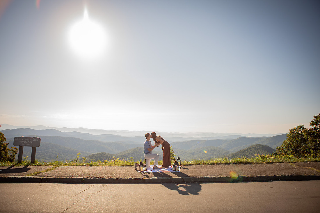 Surprise Proposal on the Blue Ridge Parkway at an Overlook | Asheville Engagement Photographer