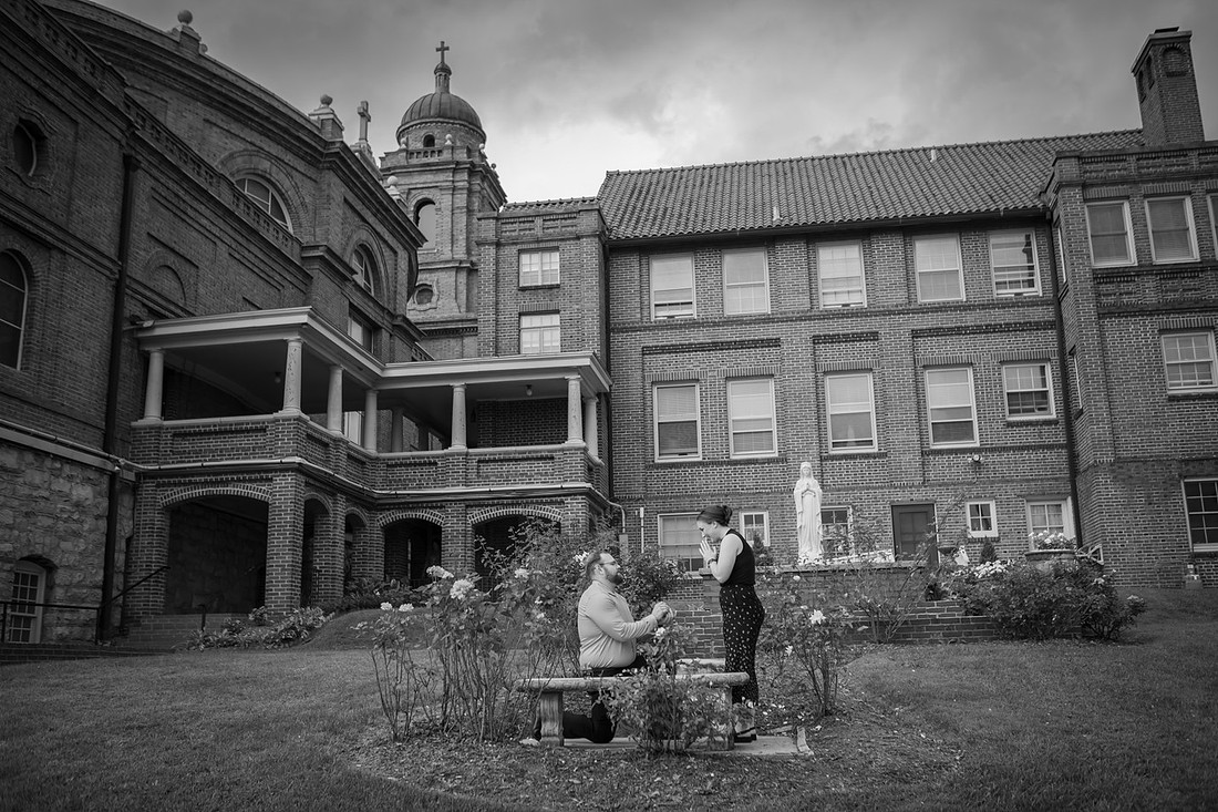 Proposal behind the Basilica St. Lawrence in Asheville in the Marian Garden