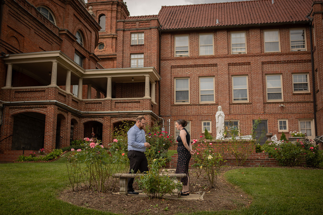 Proposal behind the Basilica St. Lawrence in Asheville in the Marian Garden