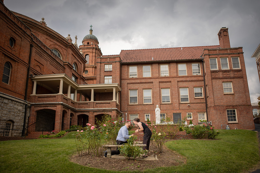 Proposal behind the Basilica St. Lawrence in Asheville in the Marian Garden