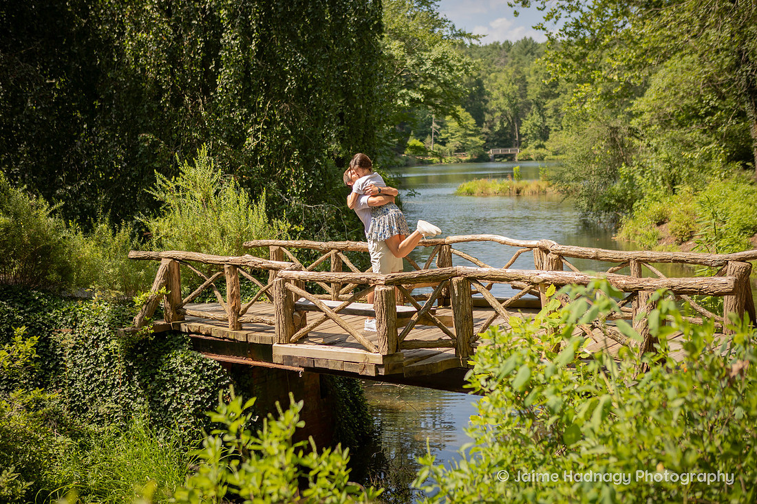 Couple on Bridge at the Bass Pond of the Biltmore Estate