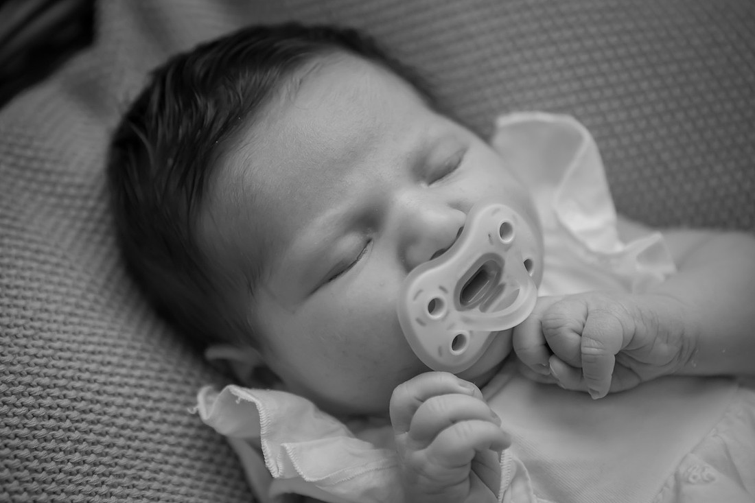 Sleeping Baby Black and White Photo