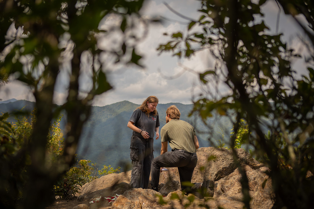 Hiking Nature Proposal in the Mountains | Black Mountain NC Engagement Photographer