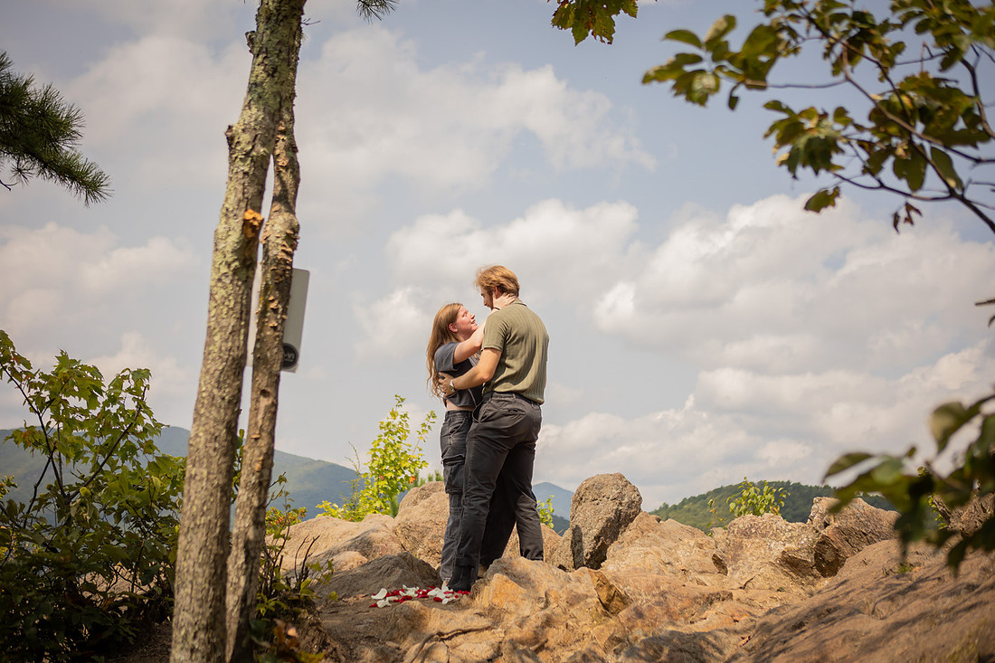 Hiking Engagement with Mountain Overlook |  Asheville Proposal Photographer