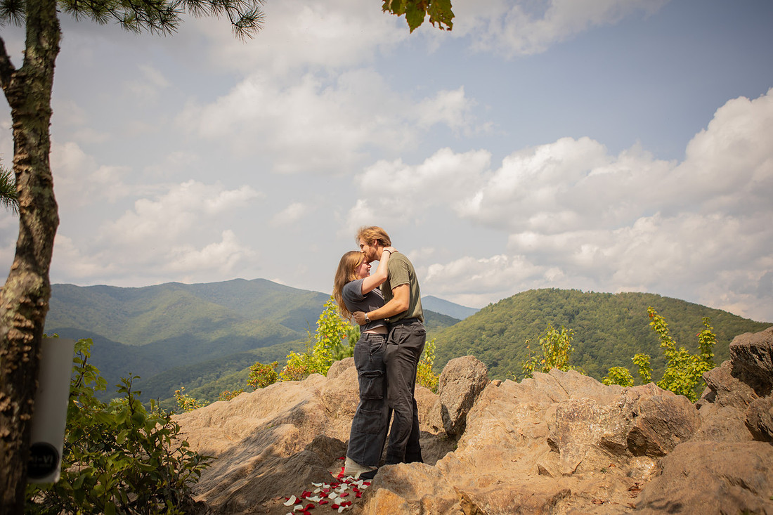 Hiking Engagement with Mountain Overlook |  Asheville Proposal Photographer