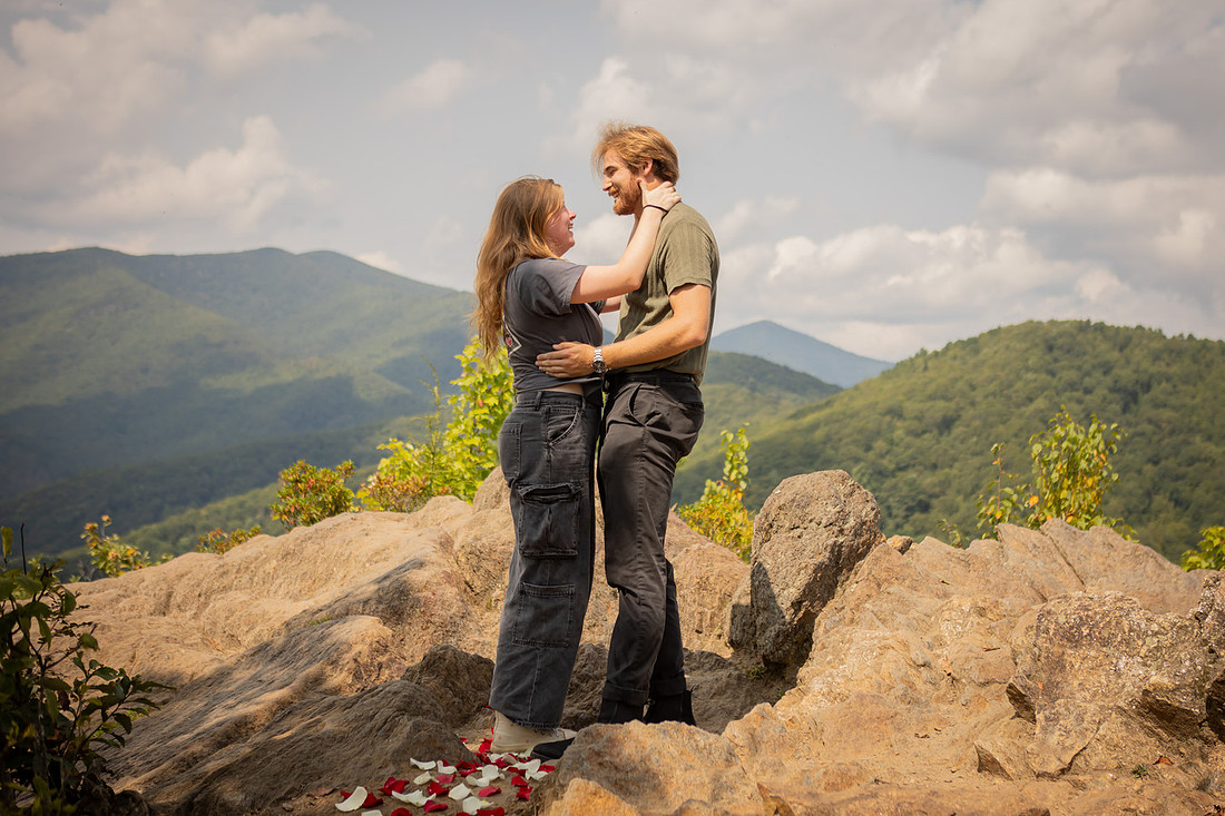 Hiking Engagement with Mountain Overlook |  Asheville Proposal Photographer