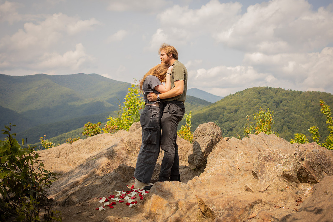 Hiking Engagement with Mountain Overlook |  Asheville Proposal Photographer