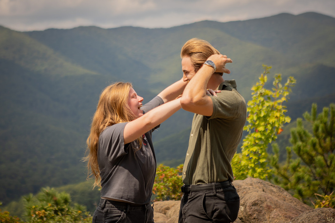 Hiking Engagement with Mountain Overlook |  Asheville Proposal Photographer