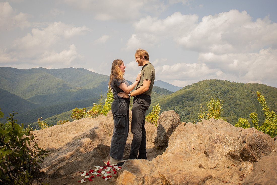 Hiking Engagement with Mountain Overlook |  Asheville Proposal Photographer