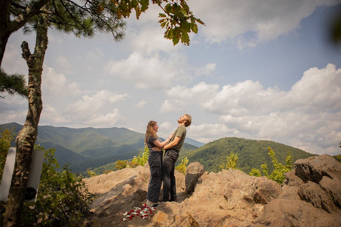 Hiking Engagement with Mountain Overlook |  Asheville Proposal Photographer