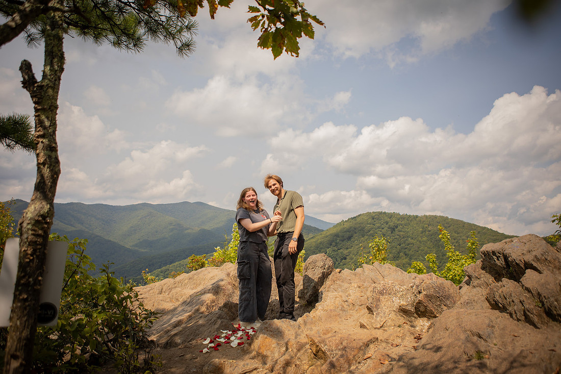 Hiking Engagement with Mountain Overlook |  Asheville Proposal Photographer