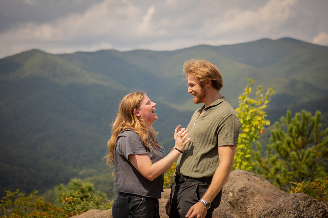Hiking Engagement with Mountain Overlook |  Asheville Proposal Photographer
