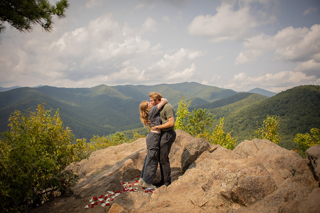Hiking Engagement with Mountain Overlook |  Asheville Proposal Photographer