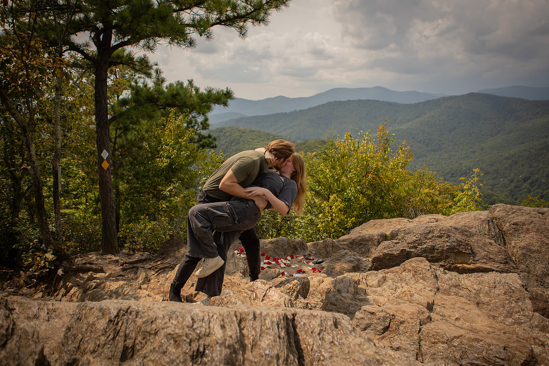 Hiking Proposal at Lookout Trail in Montreat NC | Black Mountain Engagement