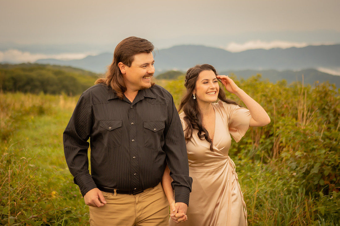 Hiking Engagement Photoshoot with Mountain View | Western North Carolina Photographer