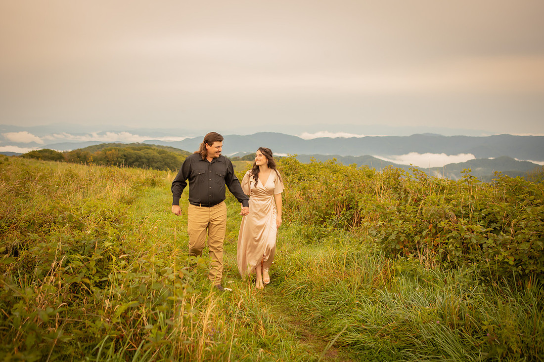 Hiking Engagement Photoshoot with Mountain View | Western North Carolina Photographer