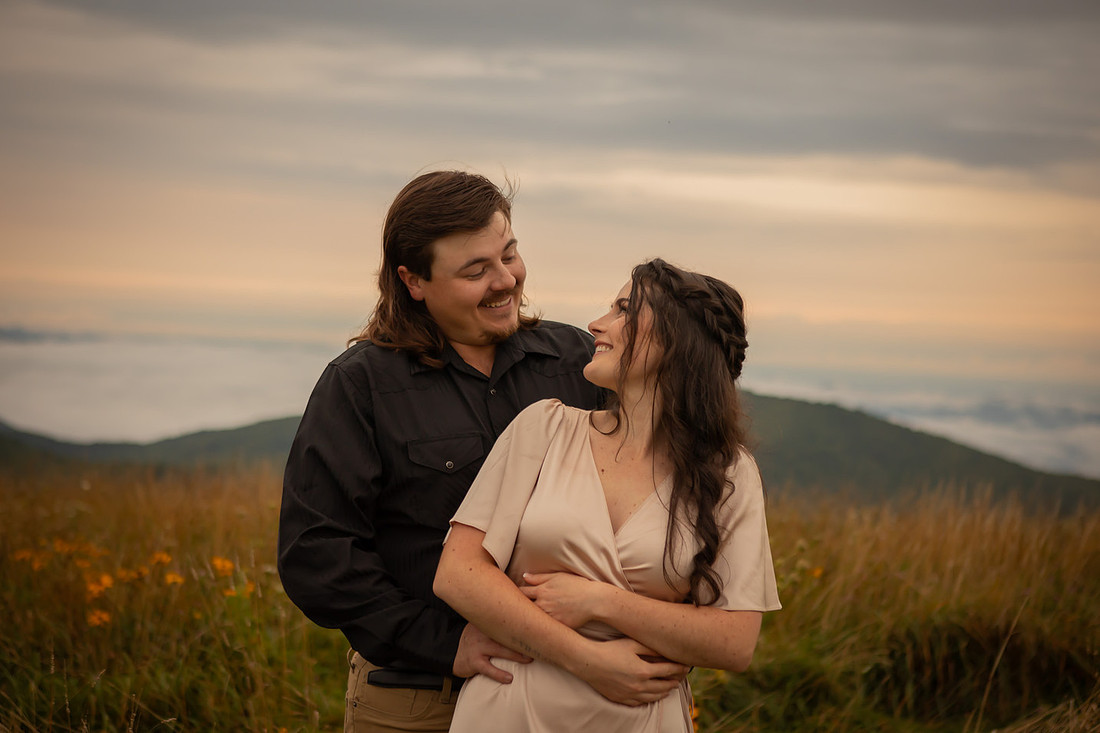 Sunset Engagement Photos in the Mountains | Asheville Destination Photographer 