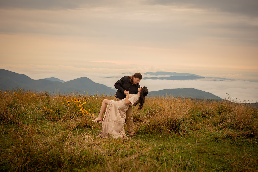 Sunset Engagement Photos in the Mountains | Asheville Destination Photographer 