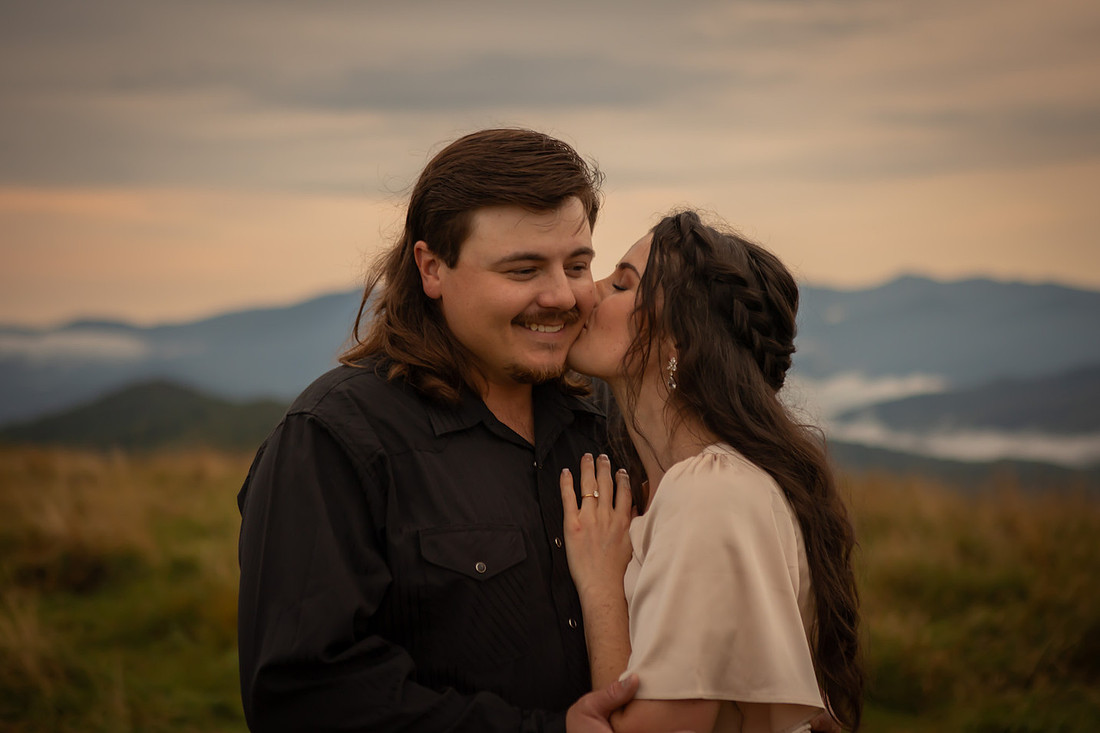 Sunset Engagement Photos in the Mountains | Asheville Destination Photographer 