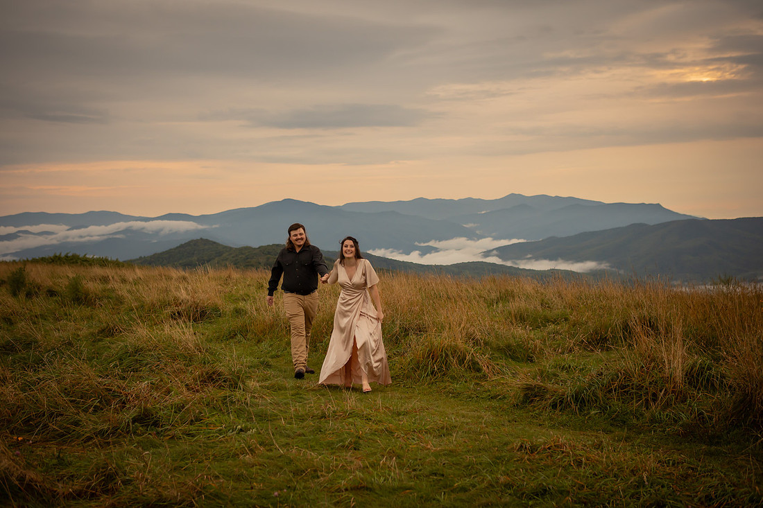 Sunset Engagement Photos in the Mountains | Asheville Destination Photographer 