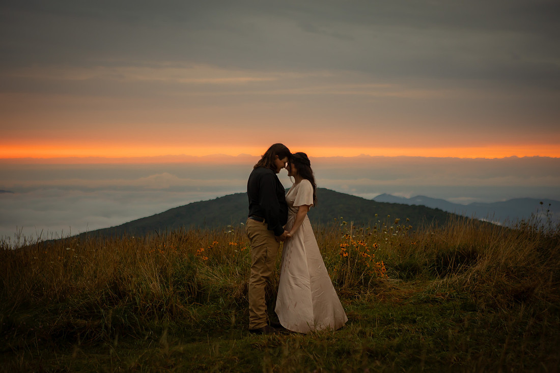 Sunset Engagement Photos in the Mountains | Asheville Destination Photographer 