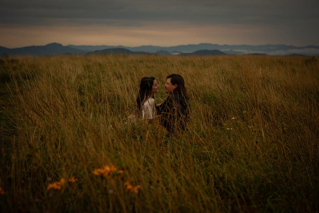 Sunset Engagement Photos in the Mountains | Asheville Destination Photographer 