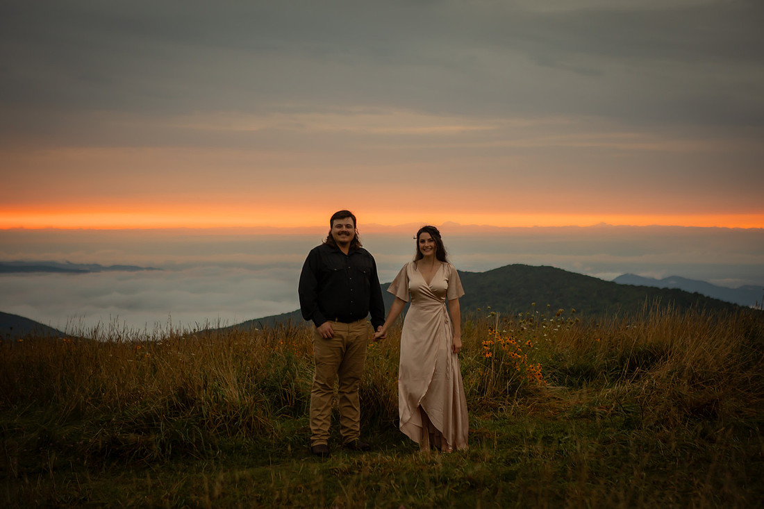 Sunset Engagement Photos in the Mountains | Asheville Destination Photographer 