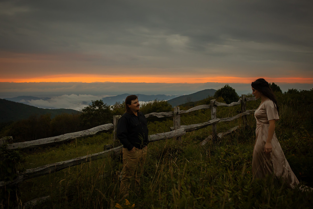 Sunset Engagement Photos in the Mountains | Asheville Destination Photographer 