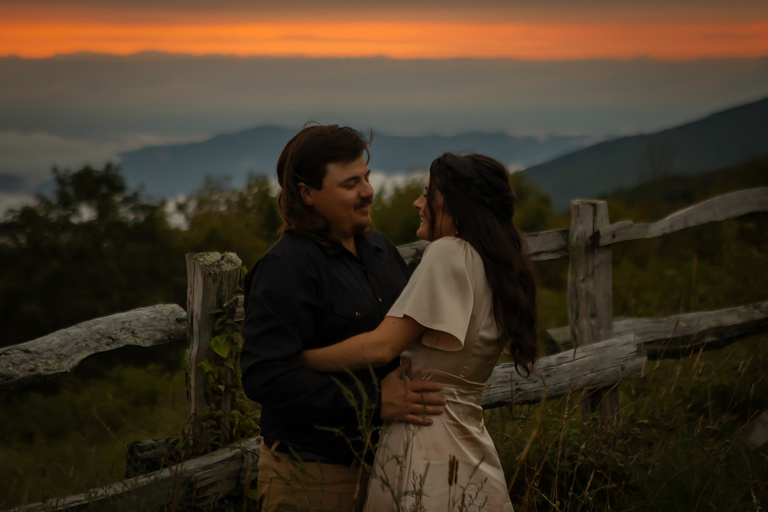 Sunset Engagement Photos in the Mountains | Asheville Destination Photographer 