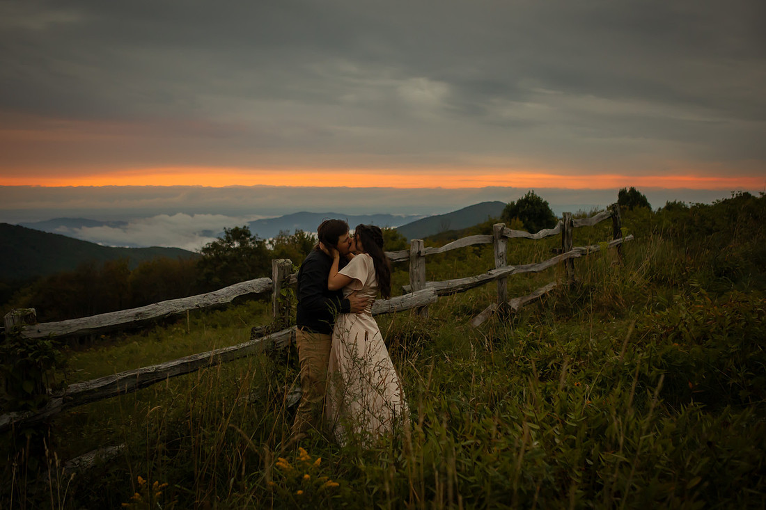 Sunset Engagement Photos in the Mountains | Asheville Destination Photographer 