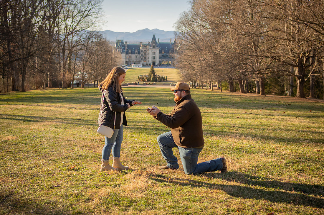 Proposal at the Top of Diana Hill Overlooking the BIltmore House
