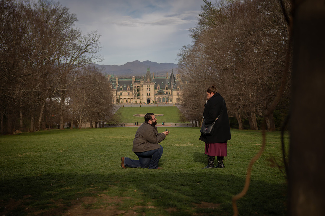 Proposal at the Top of Diana Hill Overlooking the BIltmore House