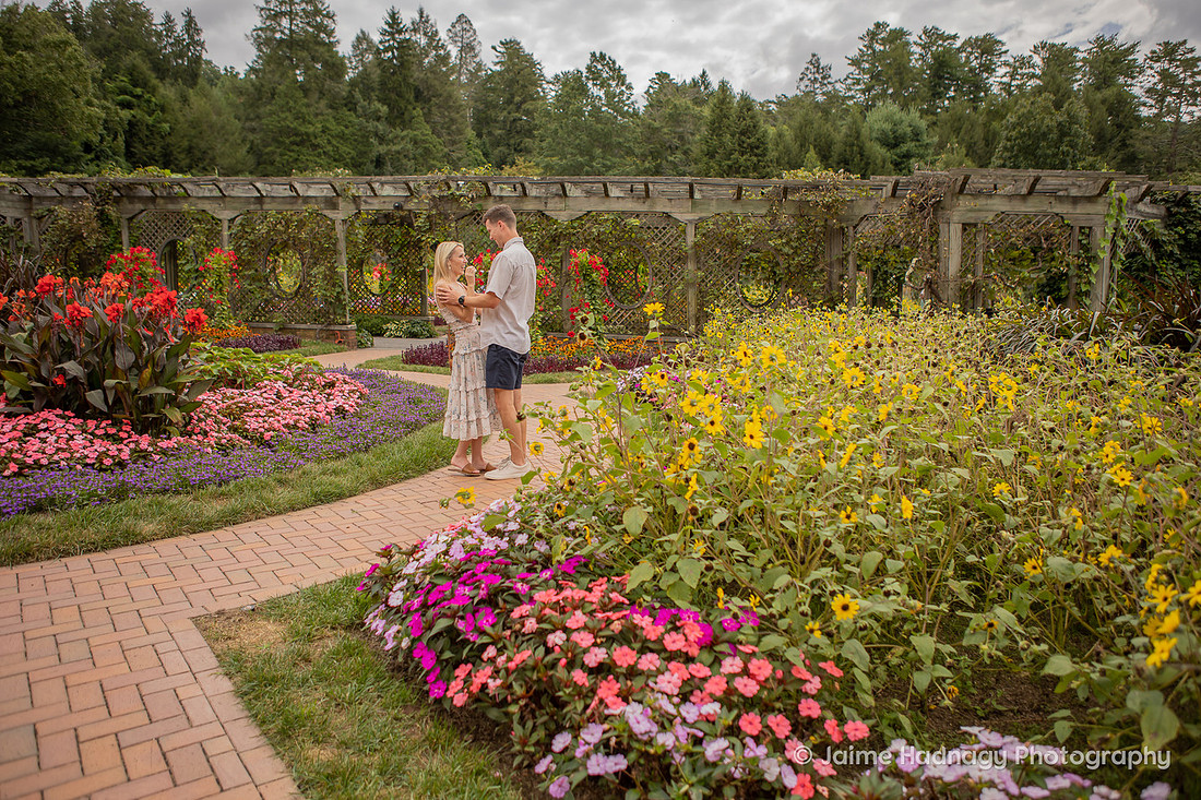 Beautiful surprise proposal in the Gardens at Biltmore Estate | Asheville engagement photographer