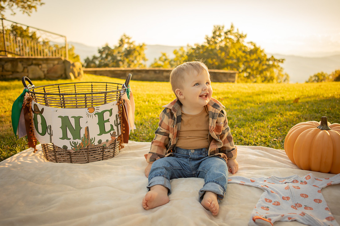Fall One Year Old Birthday Photography Session with Cake Smash