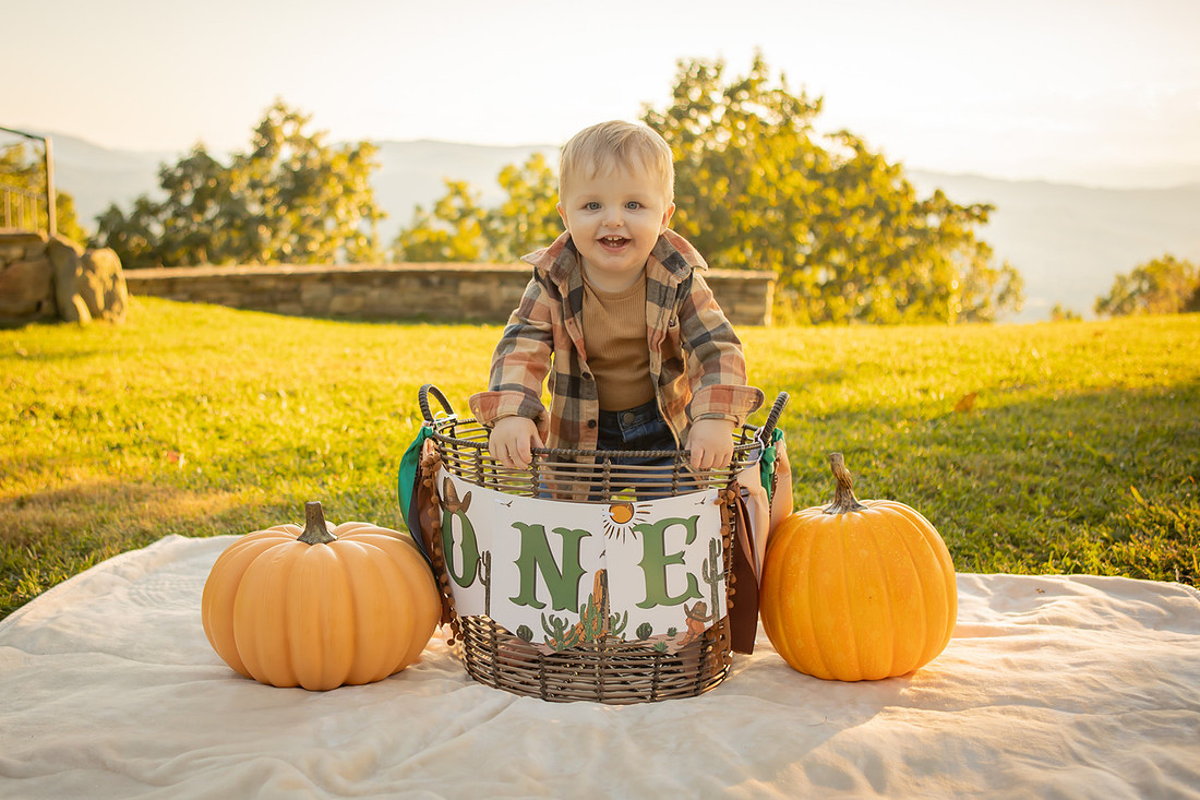 Fall One Year Old Birthday Photography Session with Cake Smash