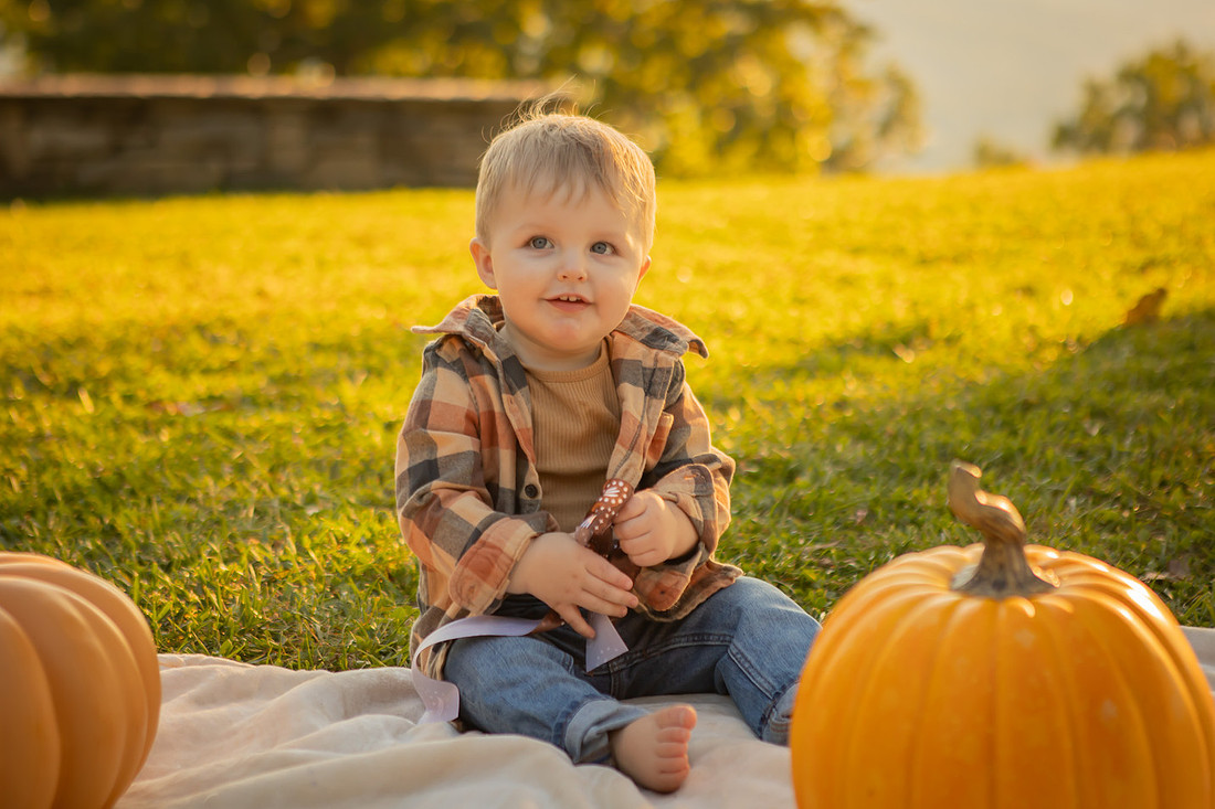 Fall One Year Old Birthday Photography Session with Cake Smash