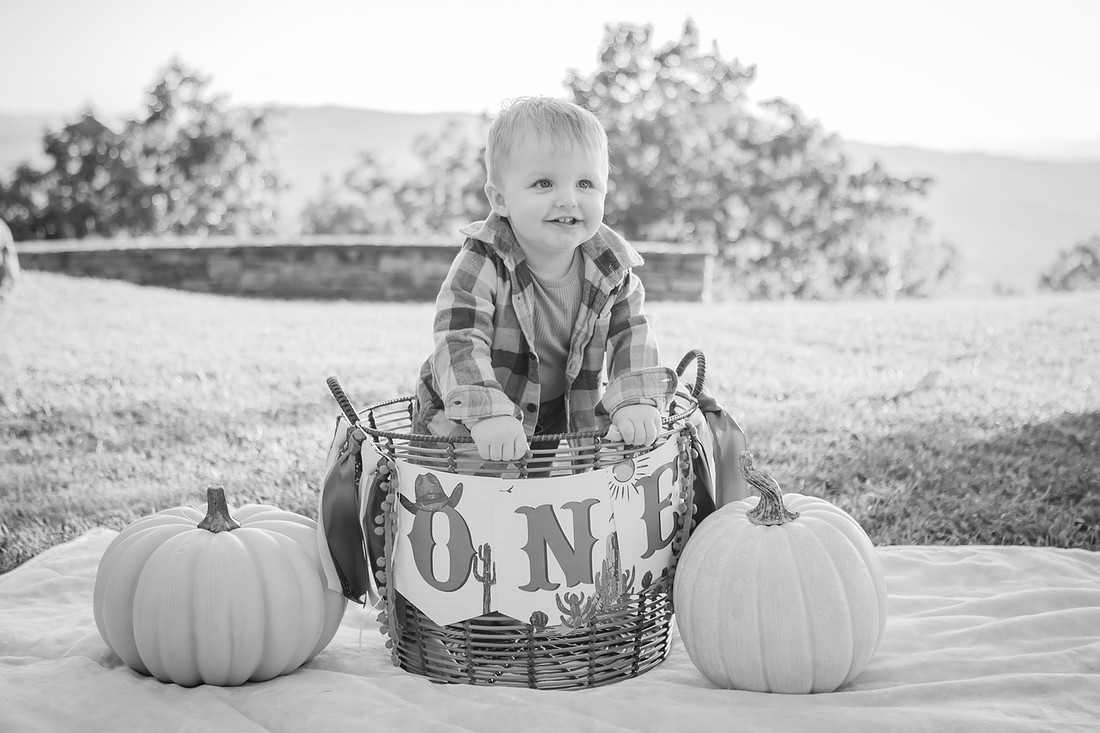 Fall One Year Old Birthday Photography Session with Cake Smash