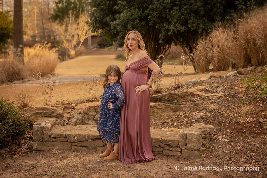 Outdoor Maternity Fmaily Photos with Sibling | Asheville Photographer