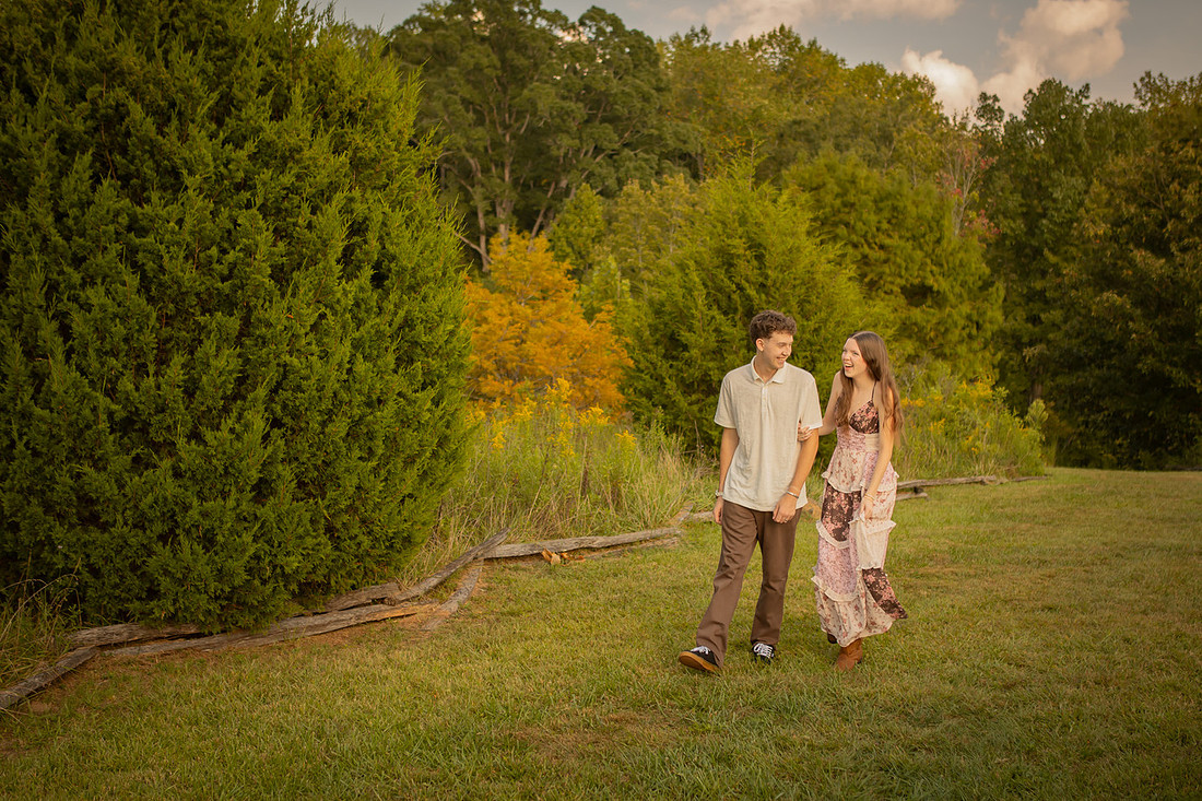 Playful Outdoor Couples Photos at Clemson Botanical Gardens | SC Photographer