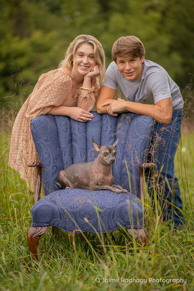 Family Pictures with a chair in a field