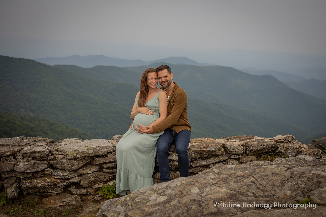 Hiking Maternity Photo Session on the Blue Ridge Parkway Near Asheville