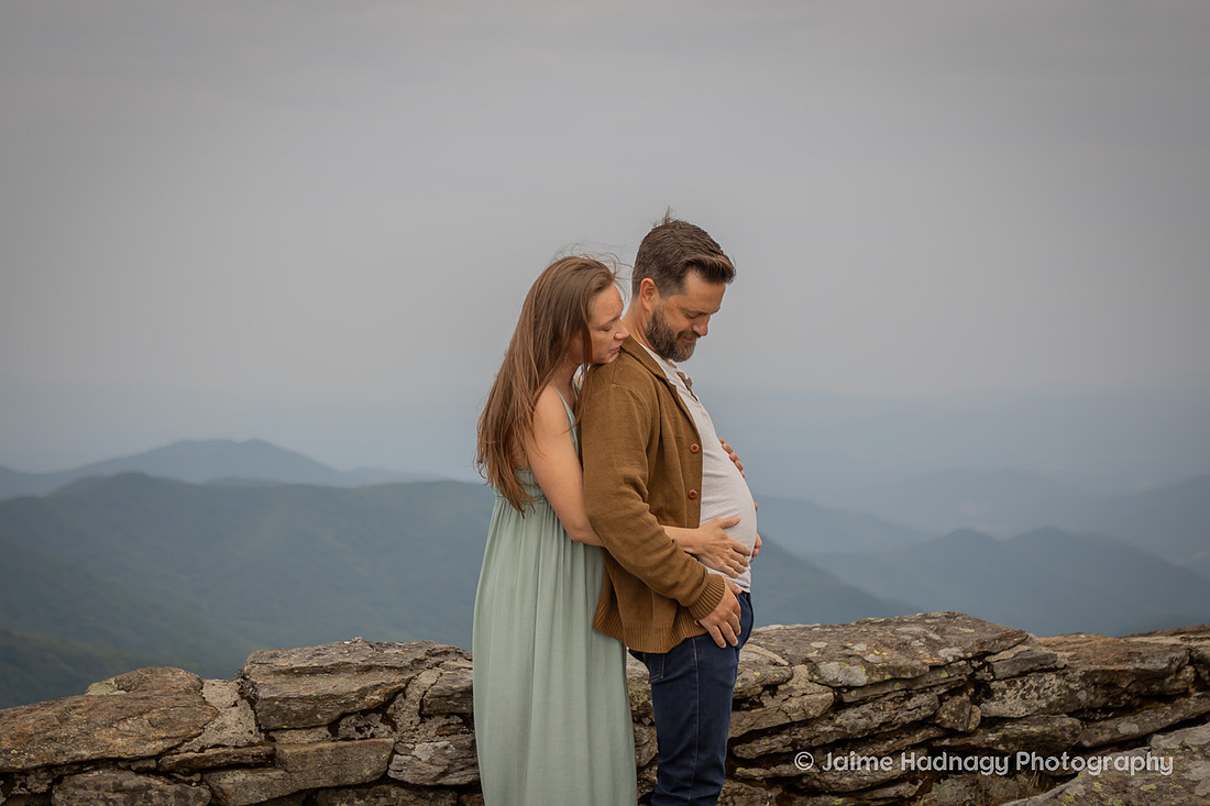 Hiking Maternity Photo Session on the Blue Ridge Parkway Near Asheville