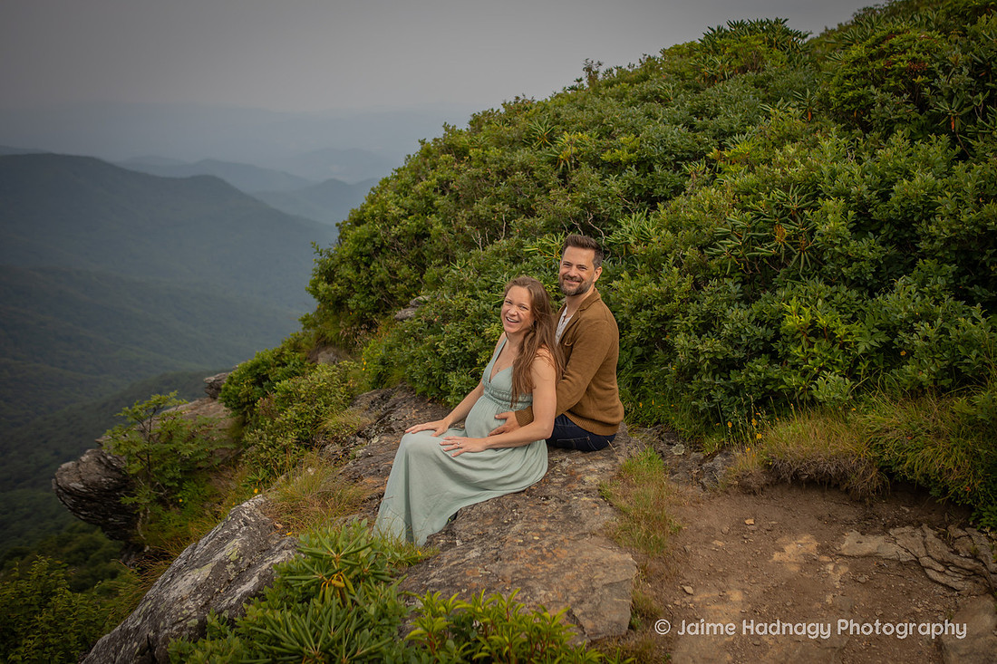 Hiking Maternity Photo Session on the Blue Ridge Parkway Near Asheville